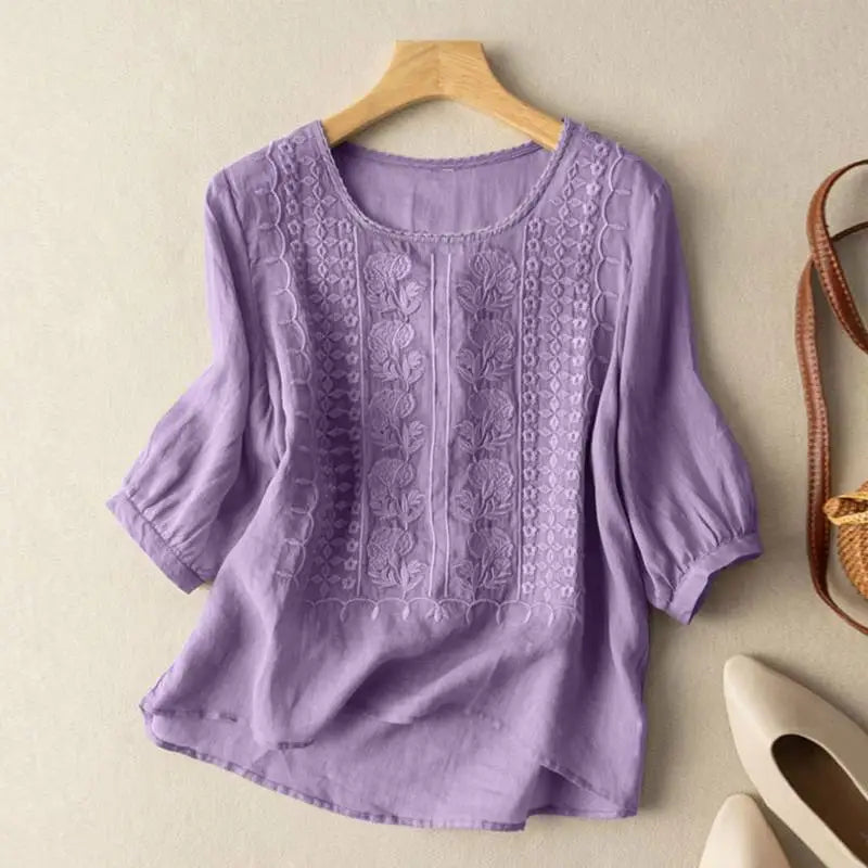 Milica – Bordada Blusa Relajada