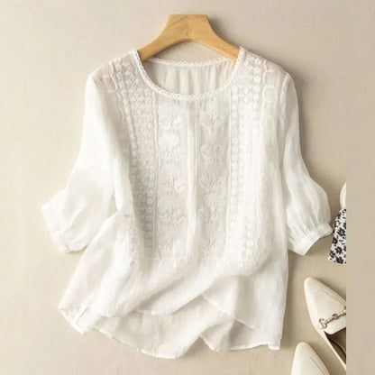 Milica – Bordada Blusa Relajada