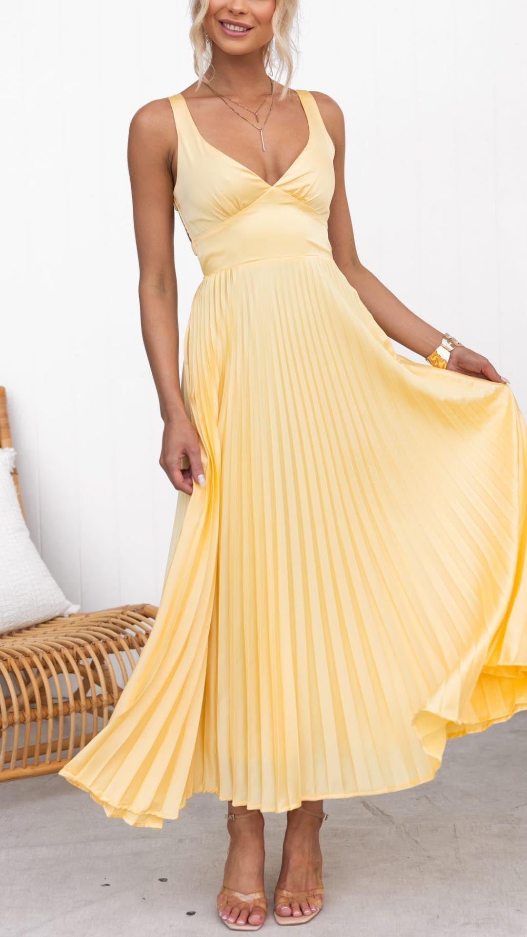 Aby - Vestido largo amarillo