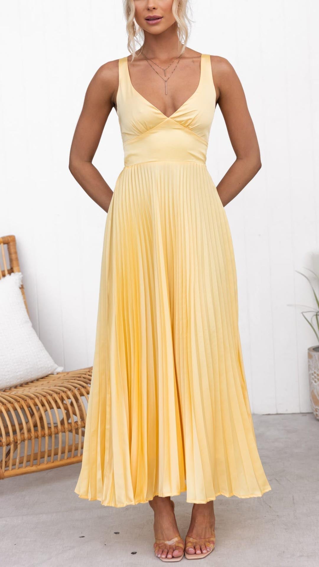 Aby - Vestido largo amarillo