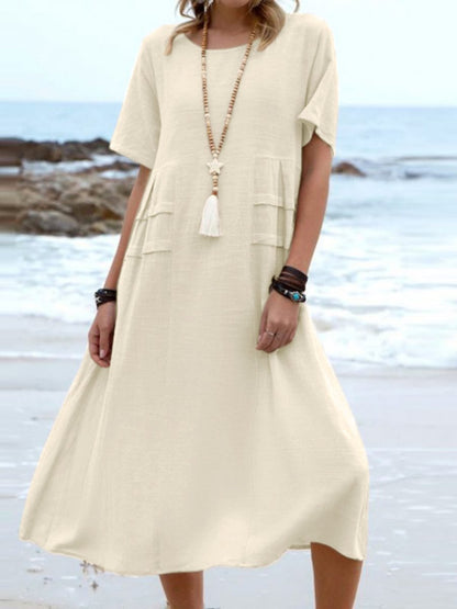 Ella - Vestido suelto de cuello redondo