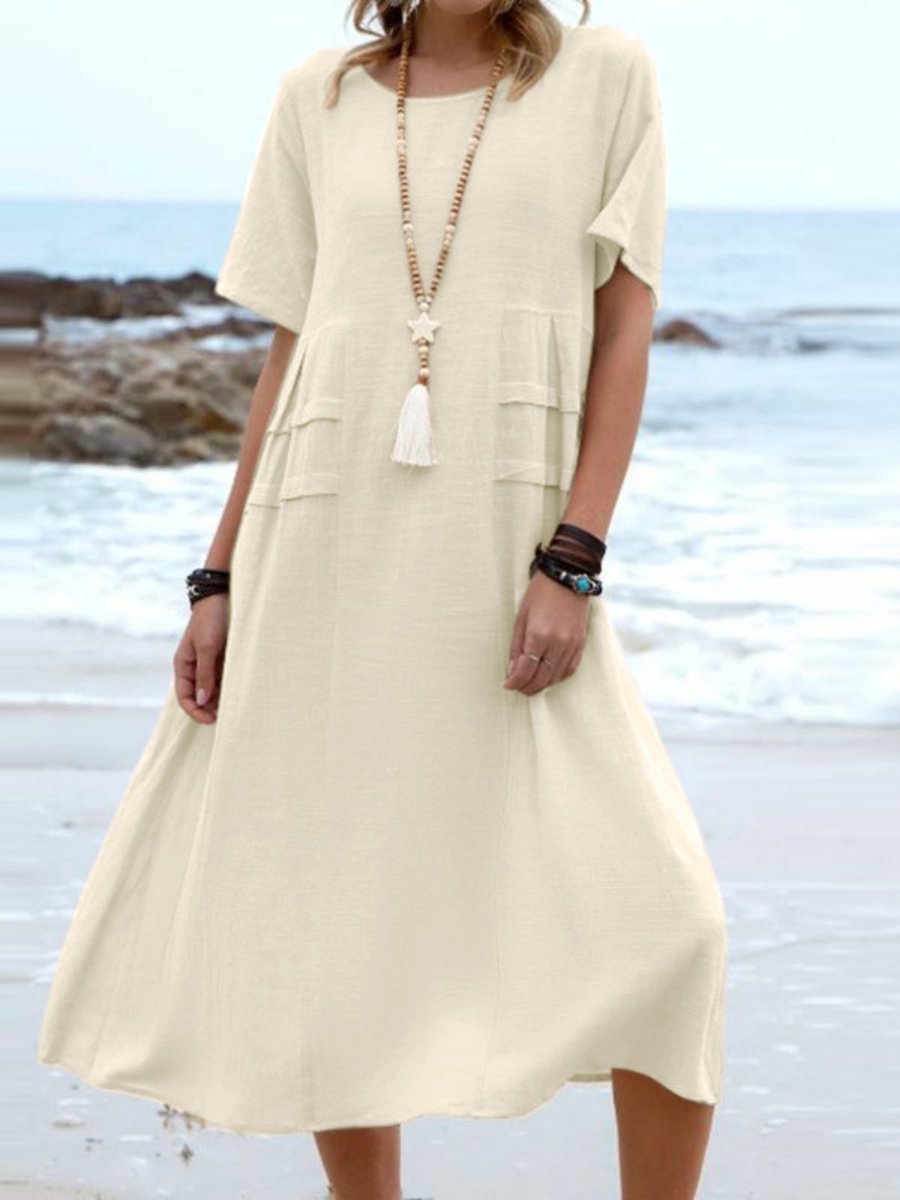 Ella - Vestido suelto de cuello redondo
