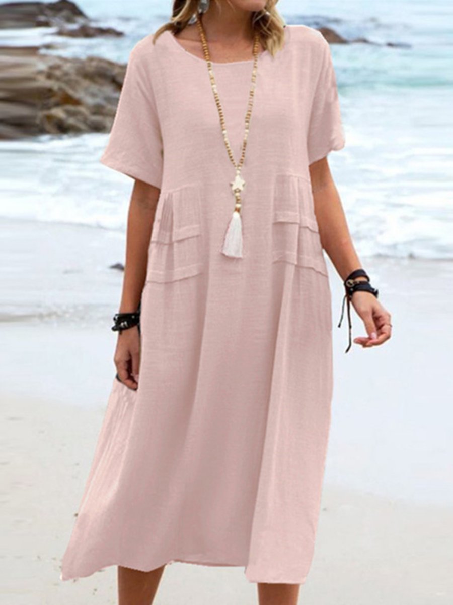 Ella - Vestido suelto de cuello redondo
