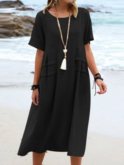 Ella - Vestido suelto de cuello redondo