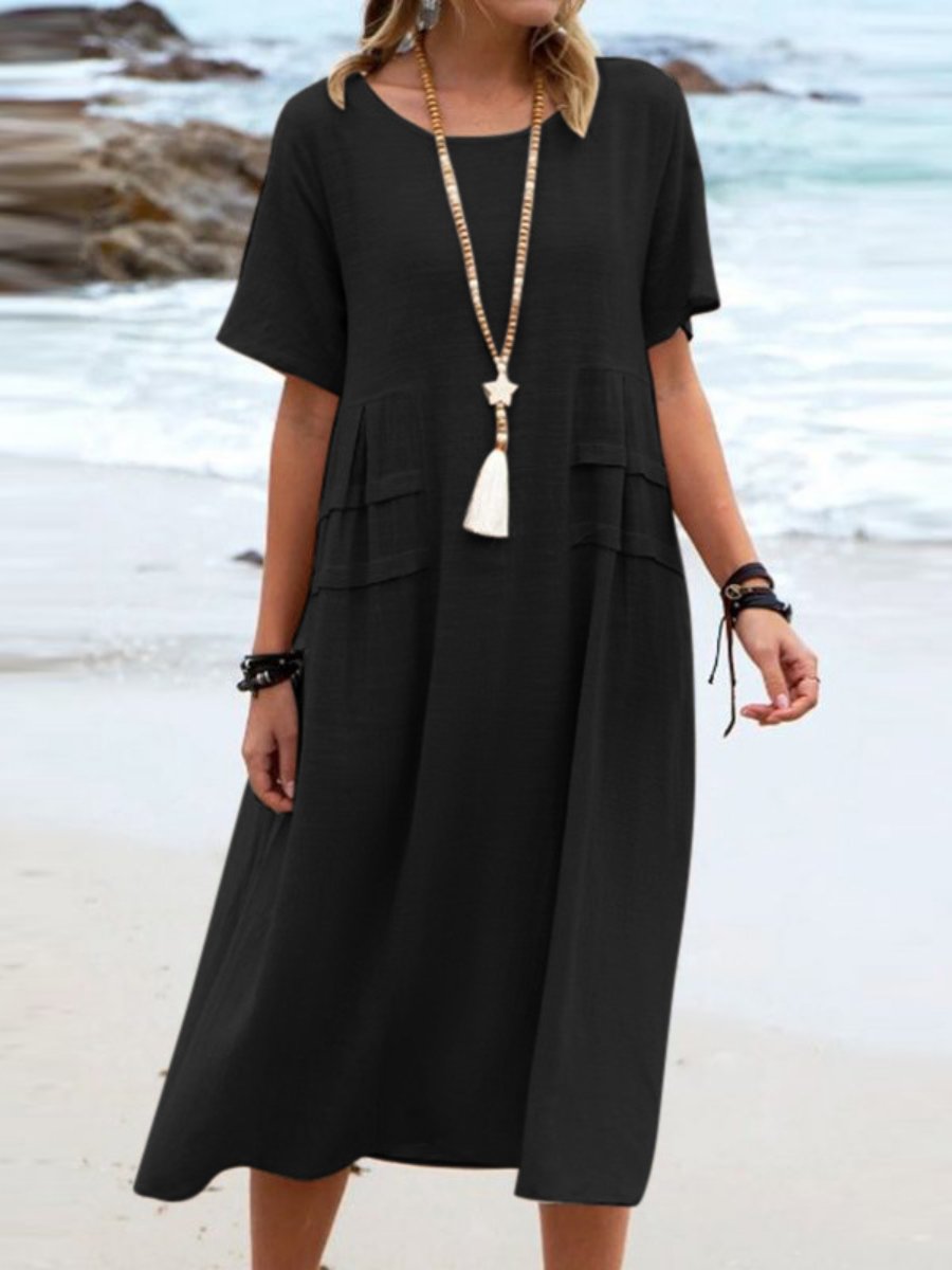 Ella - Vestido suelto de cuello redondo