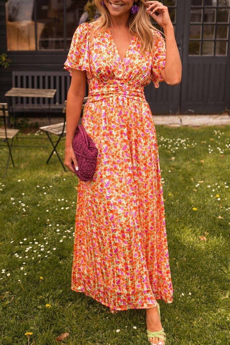 Sandra - Vestido largo elegante con escote en V