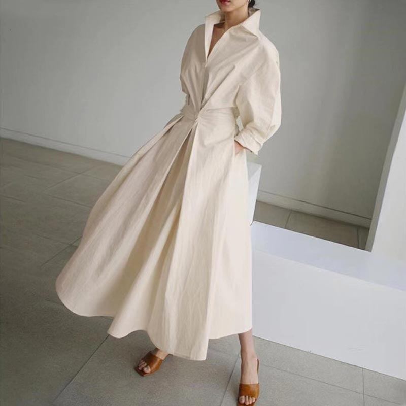 Esther - Elegante Vestido Camisero de Algodón para Primavera