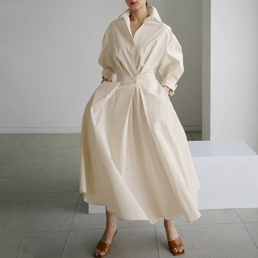 Esther - Elegante Vestido Camisero de Algodón para Primavera